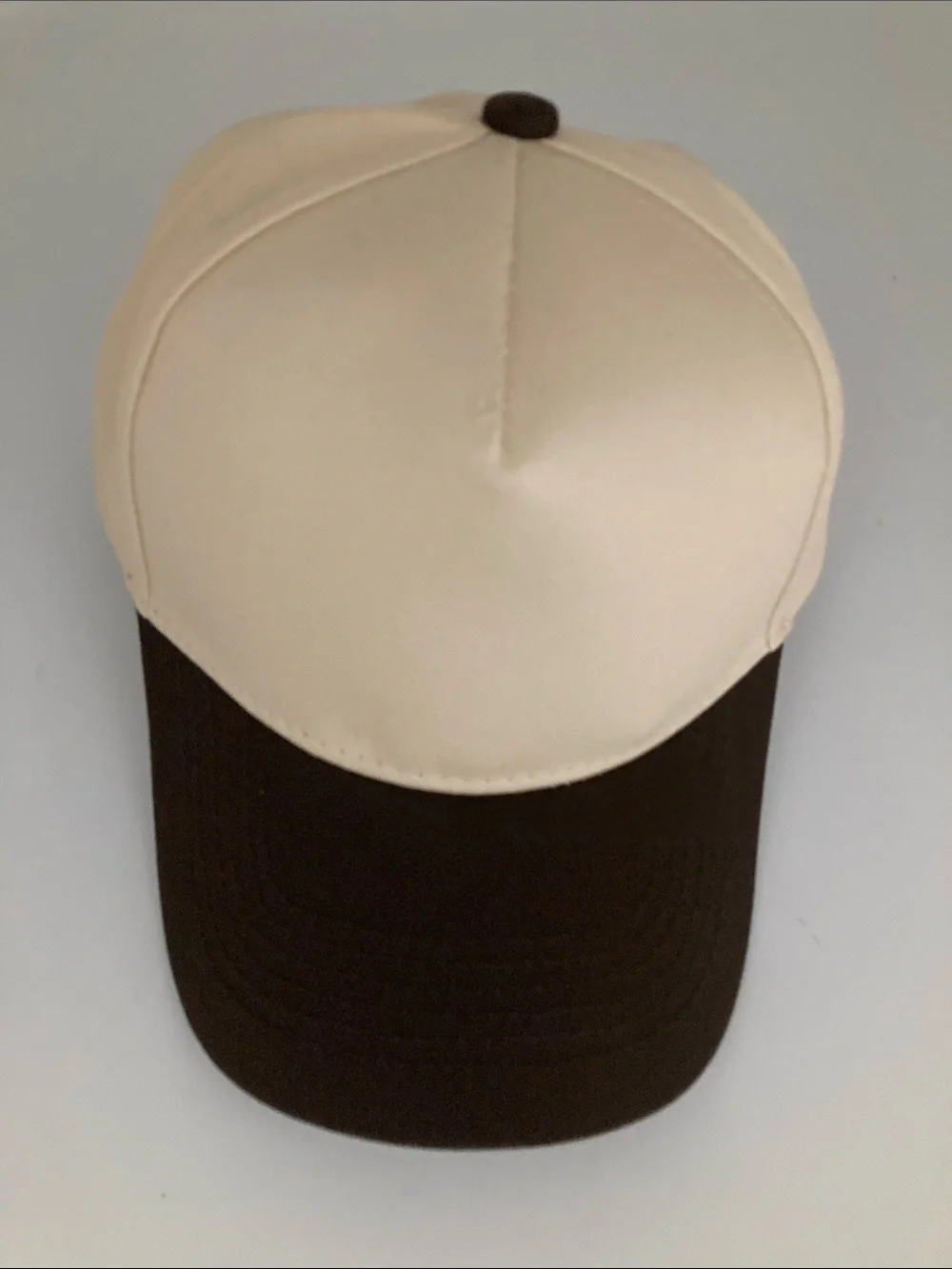 Kids Two-Tone Baseball Cap - Cream and Brown